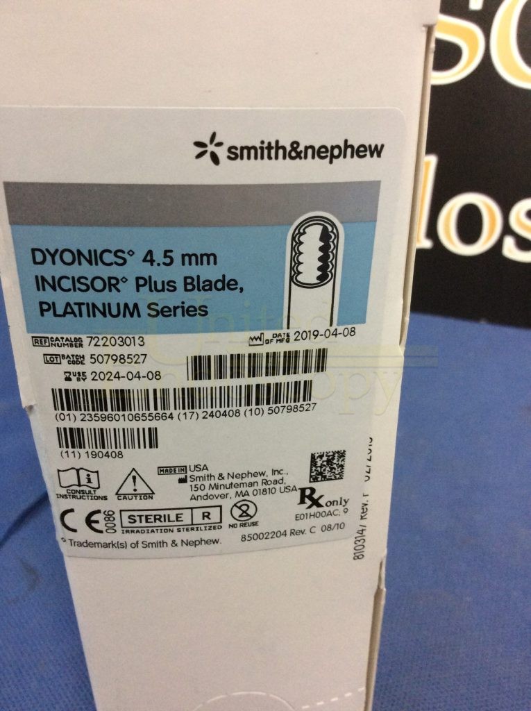 Dyonics 4.5 mm Incisor Plus Blade, Platinum Series ( 6 Blades in Box ) Ref 72203013