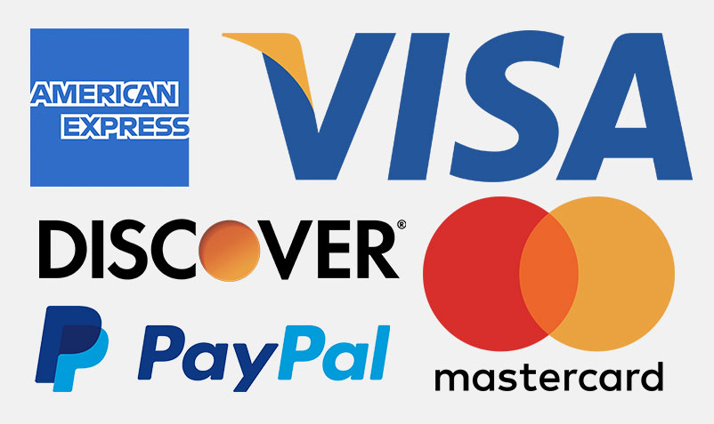 American Express, Visa, Discover, Mastercard, Paypal